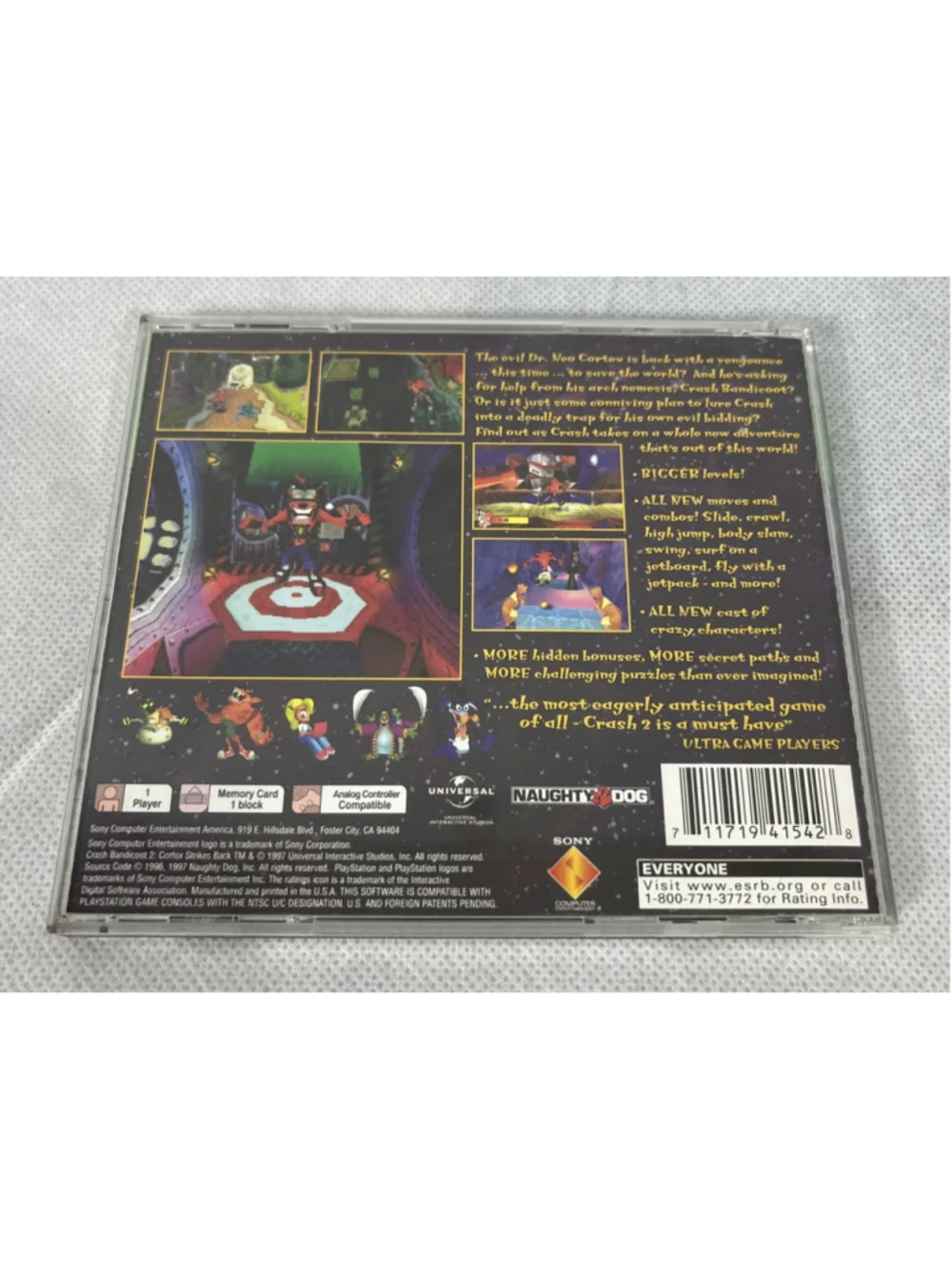 Crash Bandicoot 2: Cortex Strikes Back ( Sony PlayStation 1 PS1 2000) CIB Tested